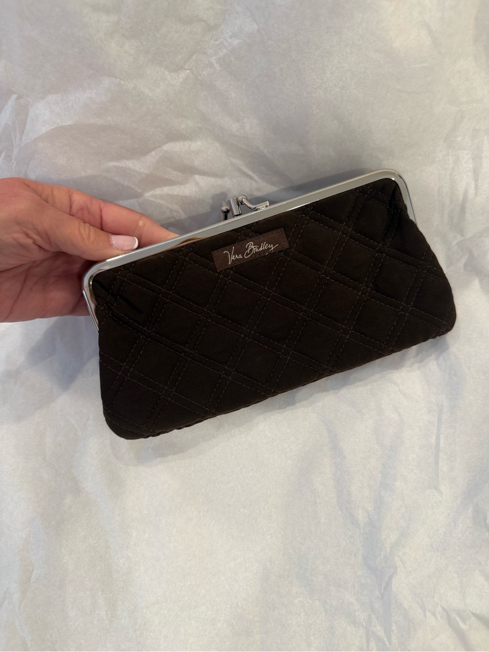 Vera Bradley Brown Quilted Frame Wristlet Clutch